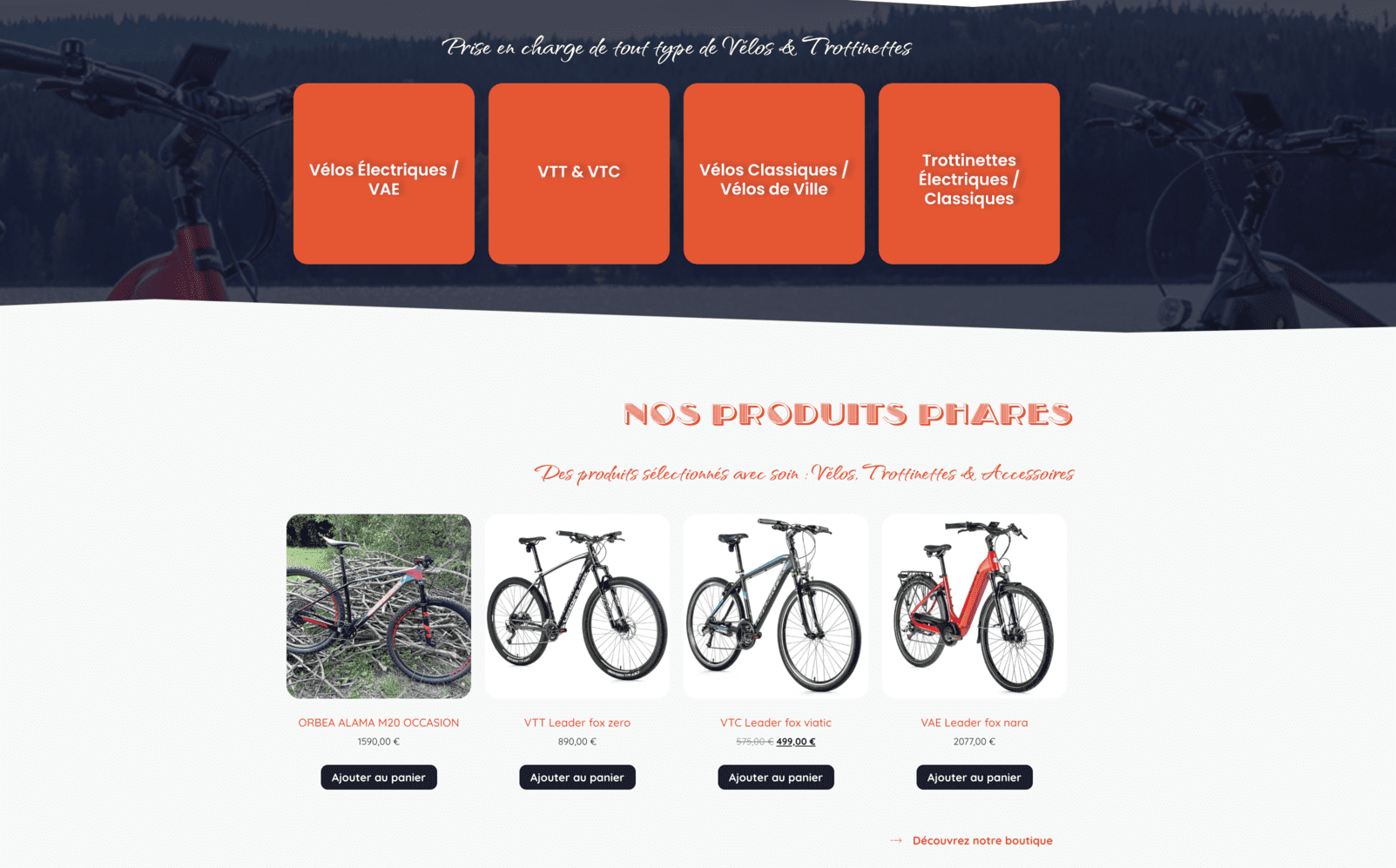 Site Mobil'cycle - vente de vélos & trottinettes